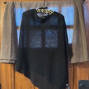Elegant Black Poncho Sweater